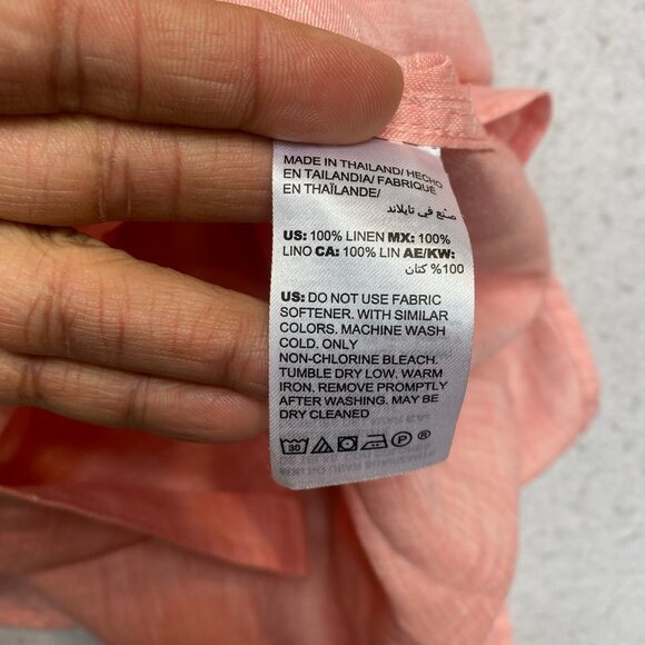 Chicos No Iron Tunic Shirt Women's 1 Salmon 3/4 Sleeve 100% Linen Blouse Dress - Picture 7 of 10